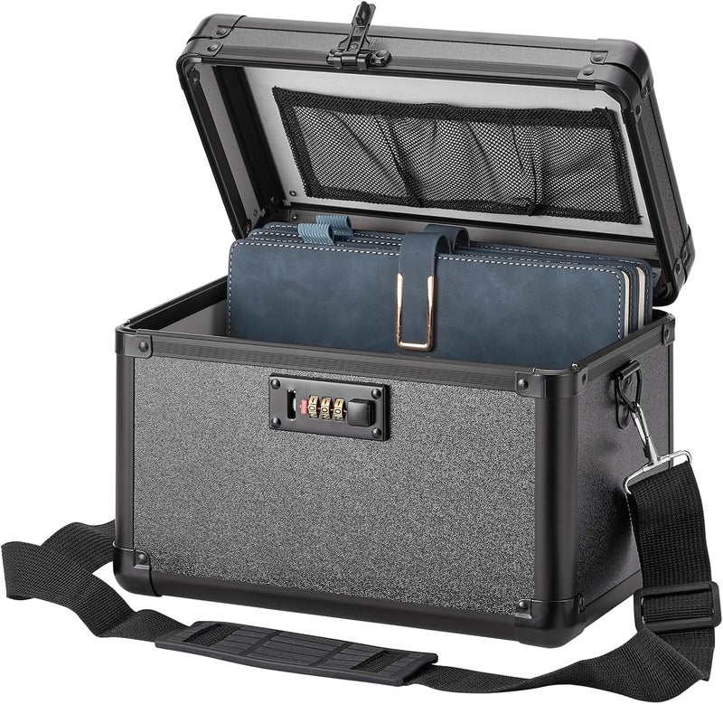 LOCKCURX Large Lock Box - Security Combination Lock Box, Locking Storage Case for Personal Items and Medicine, Childproof Lockable Lockbox for Home/Office/School, 11.2x7.4x6.8 Inch, Black - Image 1